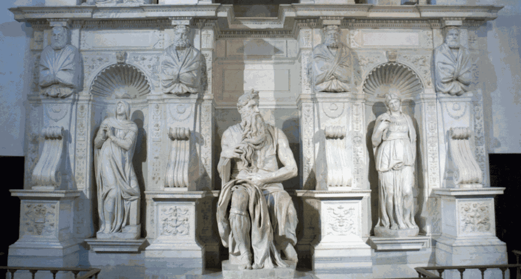 La statue de Moïse par Michel Ange dans la La Basilique Saint Pierre aux Liens.