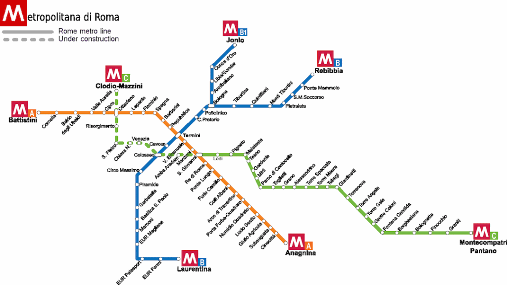 Plan de métro à Rome