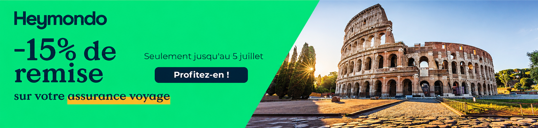 Bandeau promo assurance voyage Heymondo été 2026